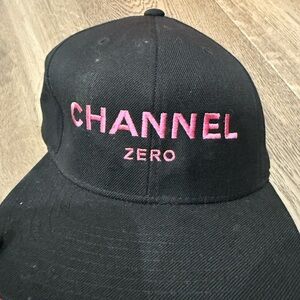 Black Cap with Pink Embroidery